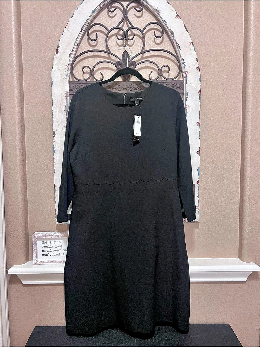 Banana Republic Petite Fit Scalloped Hem Dress Petite Black Scalloped Hem Dress